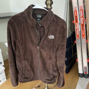 Brown Fuzzy Fleece North Face Jacket